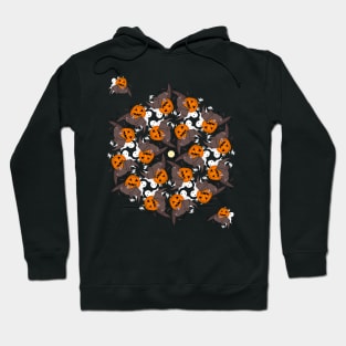 Halloween flight of bats, ghosts, and Jack-o'-lantern pumpkins Hoodie